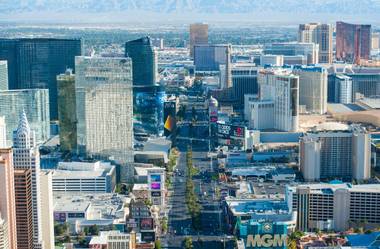 Las Vegas from aboard a Maverick Helicopter on Friday, April 19,&nbsp;2013.